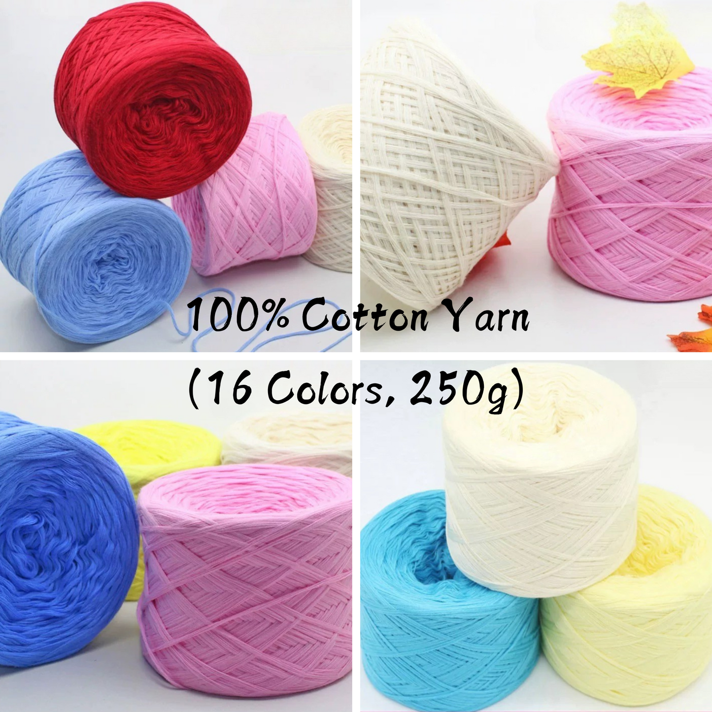 100% Cotton Yarn (250g) - Soft Cotton Yarn for Crocheting and Knitting