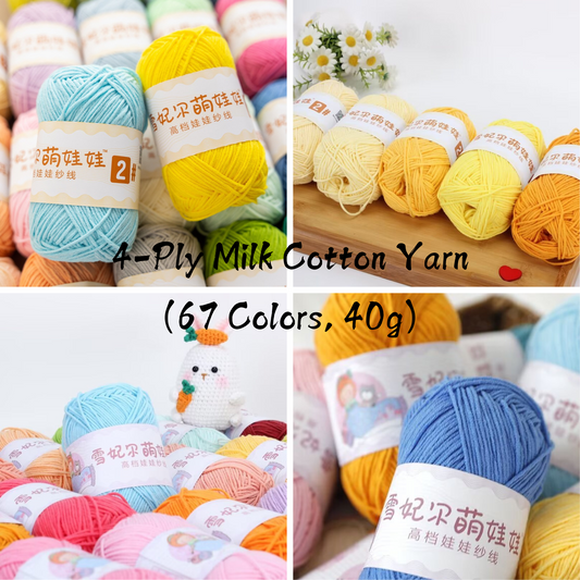 4-Ply Milk Cotton Yarn (40g) – Milk Cotton Yarn for Crocheting and Knitting
