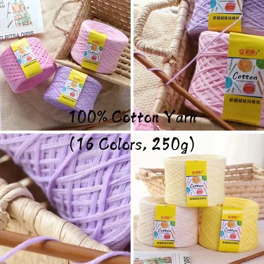 100% Cotton Yarn (250g) - Soft Cotton Yarn for Crocheting and Knitting