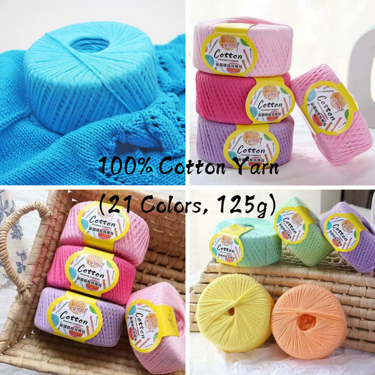 100% Cotton Yarn (125g) - Soft Cotton Yarn for Crocheting and Knitting